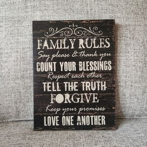 Rustic Family Rules Wall Art